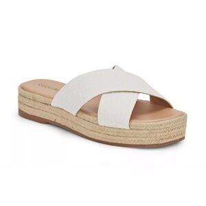 LUCKY BRAND White Cream Espadrille Platform Gayte Sandals